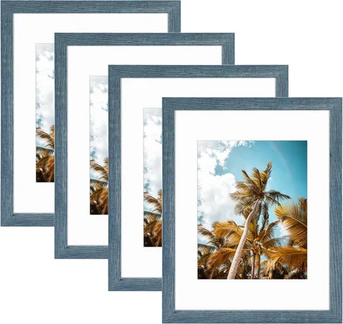Vista 100 de Frametory, Marco de fotos de 11 x 14 pulgadas con paspartú para fotos de 8 x 10 pulgadas, moldeado ancho de vidrio de alta definición, accesorios