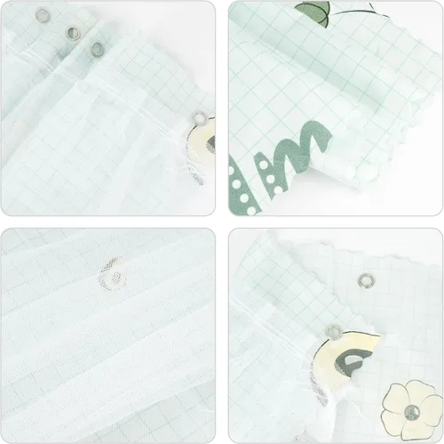 Vista 7 de Cortinas de gasa bonitas genéricas para litera con dosel de cama con encaje, 2 paneles, aguacate