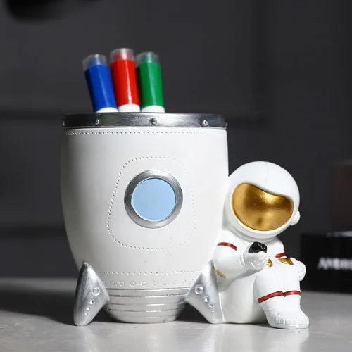 Vista 2 de Soporte para lápices de astronauta, organizador de papelería y vasos espaciales
