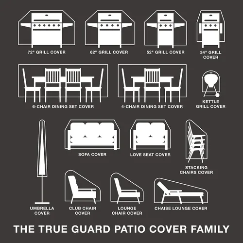 Vista 6 de True Guard Fundas de muebles de patio impermeables resistentes - Se adapta a juegos de comedor de 4 sillas, mesa redonda/cuadrada, diseño octágono