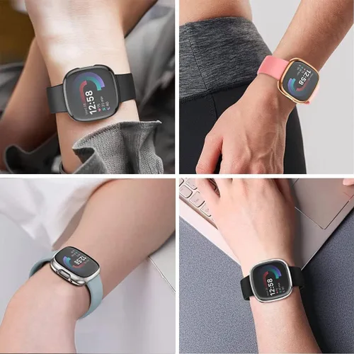 Vista 7 de Funda protectora de pantalla compatible con Fitbit Versa 4/Sense 2, funda protectora completa de TPU para reloj inteligente Sense 2/Versa 4