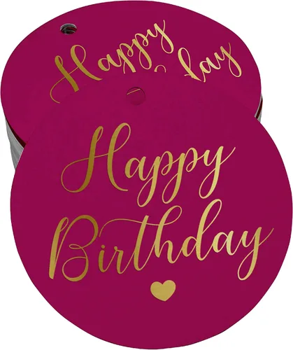 Vista 45 de Etiqueta de papel para colgar con texto en inglés «Happy Birthday» (50 unidades)