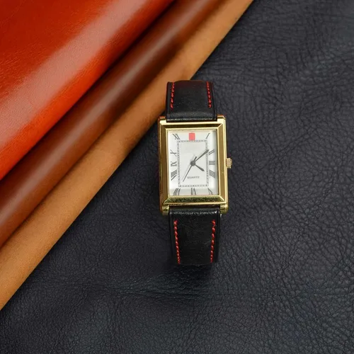 Vista 5 de WOCCI Correa de reloj de cuero Nubuck de 0.551 in con hebilla de acero inoxidable dorado, correa de repuesto (negro)