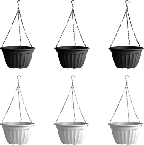 Vista 11 de FGstyle Paquete de 6 macetas colgantes de 8 pulgadas, macetas de riego automático para plantas de interior, cesta colgante de plástico con elevador