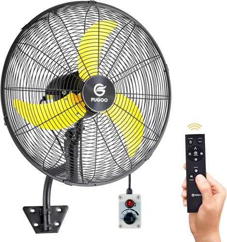 Vista 10 de FUGOO Ventilador de pared oscilante de 30 pulgadas con control remoto, motor BLDC, amplio rango de flujo de aire de 3200 CFM a 8800 CFM, ventilador