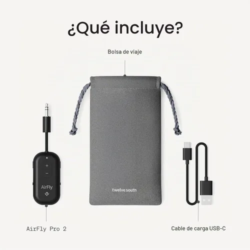 Vista 8 de Twelve South AirFly Pro 2, adaptador Bluetooth, par 2 AirPods, negro