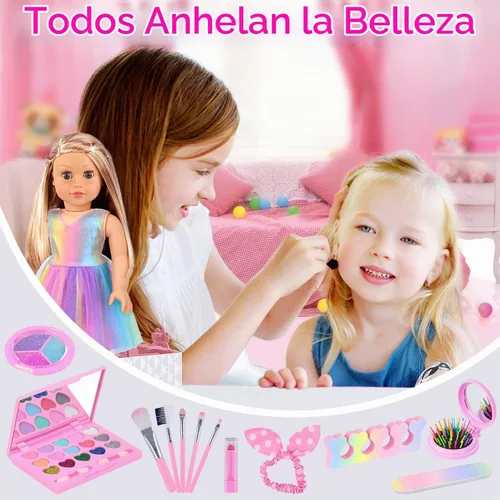 Vista 6 de UNICORN ELEMENT - Juego de 15 piezas de vestido y maquillaje para muñecas de 18 pulgadas Full Makeup Kit; Rainbow Dress, Makeup Bag & Hairband
