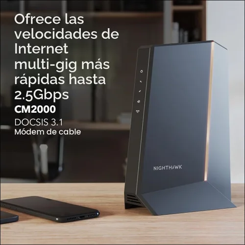 Vista 2 de NETGEAR Nighthawk Multi-Gig Cable Modem (CM2000) - Compatible con todos los proveedores de cable, incluyendo Xfinity, Spectrum, Cox - para planes