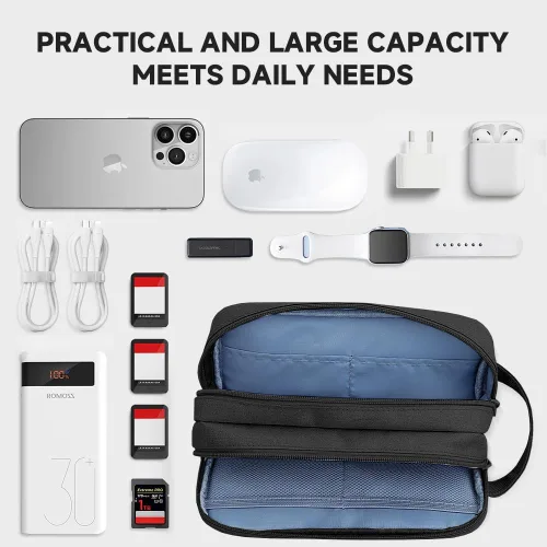 Vista 4 de Teskyer Bolsa organizadora de cables, organizador de accesorios electrónicos de viaje, bolsa de tecnología portátil para cargadores de teléfono