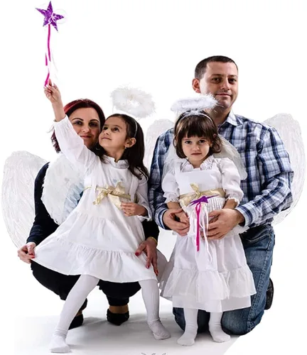 Vista 5 de Diadema de alas de ángel y halo para niños y adultos disfraz de plumas disfraz de fiesta de Halloween para niñas y mujeres