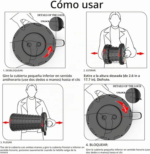 Vista 5 de ALEVMOOM Taburete plegable portátil mejorado con cojín, taburete telescópico retráctil para adultos, capacidad resistente, 440 libras, silla