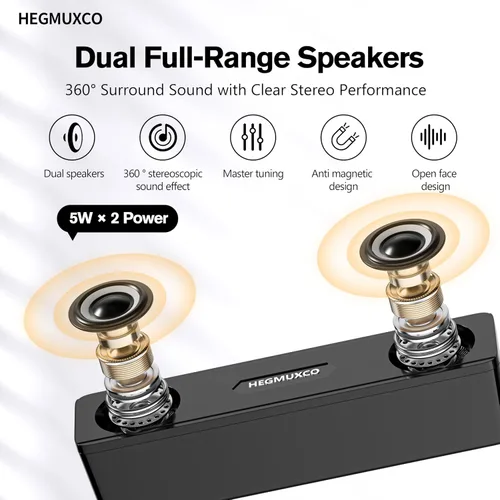 Vista 2 de [Usado] Altavoz estéreo con cable de 10 W, altavoces compactos para PC de escritorio, alimentación USB, entrada de audio de 0.138 in, barra