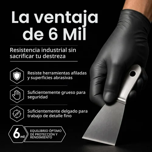 Vista 5 de Volt 6 Mil Black Nitrile Disposable Glove - Micro Texture Grip