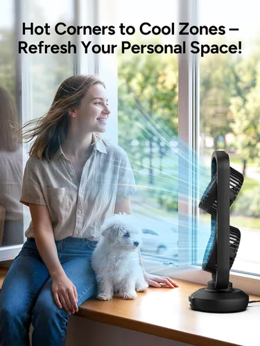 Vista 7 de DR.PREPARE Ventilador de Torre Pequeño Ventiladores de Mesa Oscilantes con inclinación de 270°, oscilación de 105°, 3 velocidades y 3 temporizadores