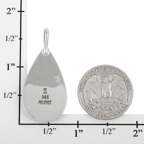 Vista 4 de Collar con colgante de turquesa en plata de ley 925 y turquesa auténtica (estilo selecto) (lágrima moderna)