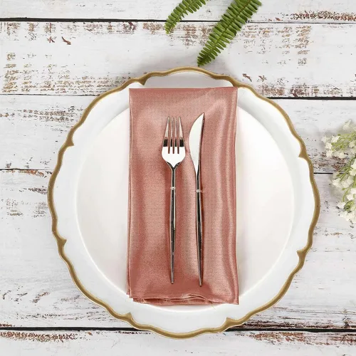 Vista 9 de Efavormart - Servilletas de lino de satén de terracota de 20 x 20 pulgadas para decoración de bodas, cumpleaños, restaurantes, fiestas, 25