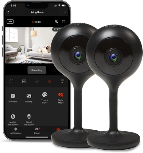 Vista 10 de Geeni Look 2K 4MP Cámara de seguridad inteligente para interiores – 1440p Ultra HD WiFi Monitor para mascotas y bebés con audio de 2 vías, zonas