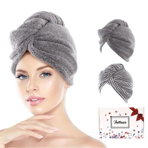 Vista 18 de Rellenos de calcetines para niñas, toalla de secado de pelo de microfibra con envoltura, toalla de pelo extra gruesa de 2 capas súper absorbente