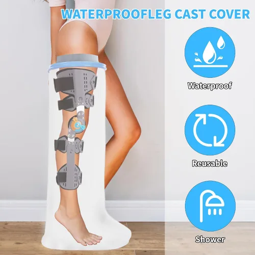 Vista 11 de Protector de pierna para adultos para ducha, vendaje de ducha impermeable y cubierta fundida, protección completa de pierna hermética para piernas