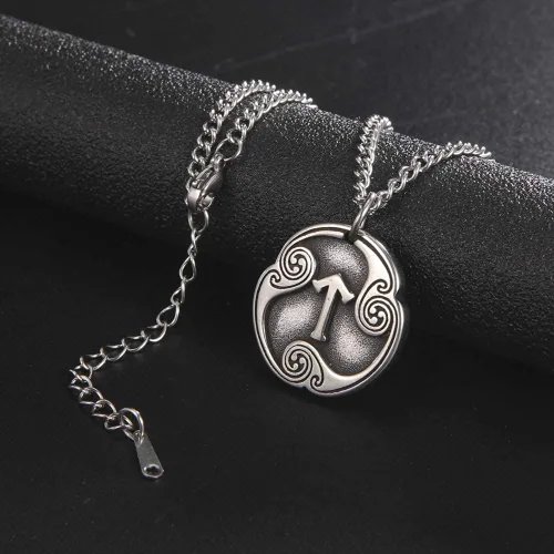 Vista 7 de TEAMER Collar con colgante de amuleto de acero inoxidable de 24 runas de los vikingos nórdicos, joyería con símbolo de la suerte y la bendición