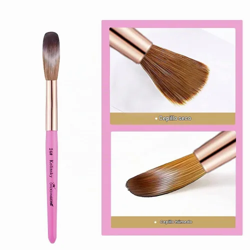 Vista 2 de Kolinsky - Brocha acrílica para uñas, tamaño 24, forma ovalada de cabello Kolinsky para aplicación acrílica, herramienta de manicura profesional