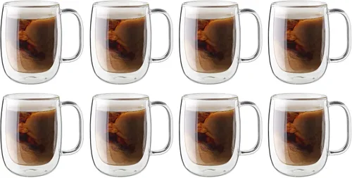Vista 9 de ZWILLING Sorrento Plus Juego de 2 tazas de vidrio de doble pared para café con leche, 15 oz, 450 ml