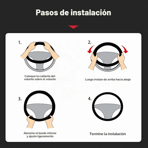 Vista 6 de Ergocar Funda para volante de cuero PU de microfibra y fibra de carbono en forma de D, protector antideslizante para volante de automóvil