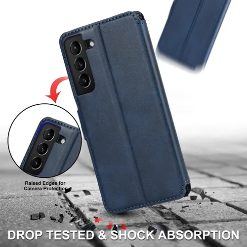 Vista 5 de QLTYPRI - Funda tipo cartera para Samsung Galaxy S21 5G, color azul