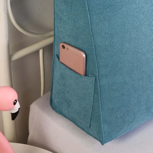 Vista 5 de Almohada de cuña para pared de cama, cabecera de almohada de respaldo de cama, almohada de lectura triangular grande, con funda extraíble