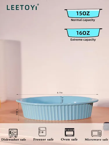 Vista 8 de LEETOYI Juego de 4 moldes ovalados de porcelana para gratinar, para 1 o 2 personas, utensilios para hornear con doble asa para cocina y hogar