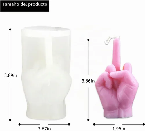 Vista 2 de Molde de silicona en forma de mano 3D, molde de vela de gesto del dedo medio, molde de fundición para hacer velas, hornear, hacer jabón