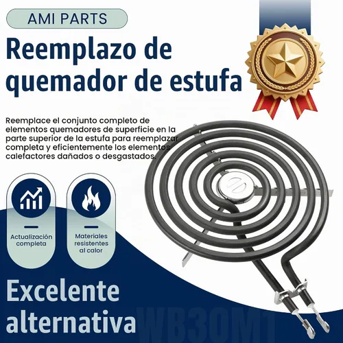 Vista 2 de WB30M1 Juego de Elementos de Quemador de Superficie Superior de Estufa de 6 Pulgadas, Repuesto Compatible con Estufa Eléctrica G.E Hot-point