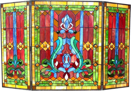 Vista 2 de Chloe Lighting CH1F323RV44-GFS - Pantalla de cristal Tiffany plegable (3 piezas), 44 pulgadas Multicolor