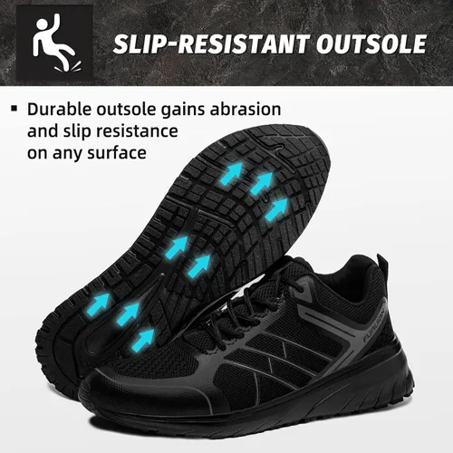 Vista 4 de Furuian Zapatos de punta de acero para mujer, ligeros, de seguridad, indestructibles, antideslizantes, zapatos utilitarios de trabajo