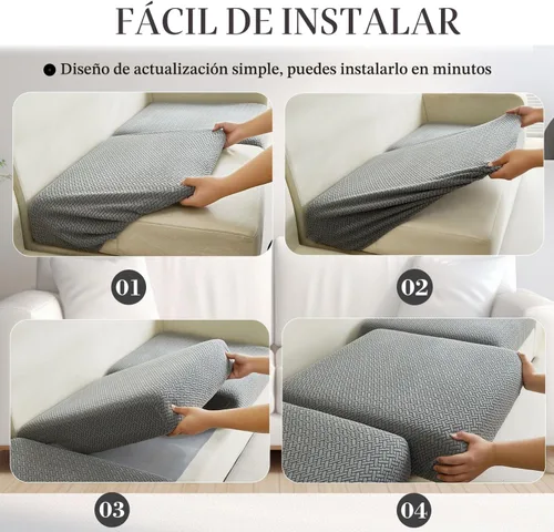 Vista 6 de Fundas de sofá, aptas para mascotas, de cojín universales, elásticas lavables para sofá modular (funda de 2 asientos y diván, con textura color azul)