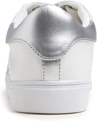 Vista 4 de FEVERSOLE Tenis de cuero sintético con cordones coloridos para mujer