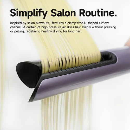 Vista 2 de JELLYFISH Secador de pelo y alisador de aire, alternativa de cepillo secador de pelo para cabello largo, estilizador de soplado sin abrazadera