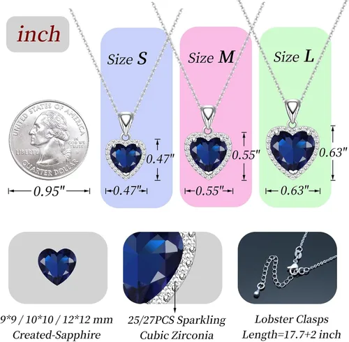 Vista 5 de GZWHD Collares con dije de corazón para mujeres y niñas, con circonita cúbica, regalo de San Valentín, día de la madre, Navidad, aniversario, regalo