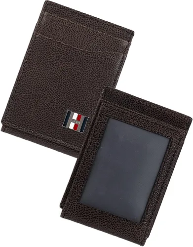 Vista 7 de Tommy Hilfiger Cartera delgada de cuero con bolsillo frontal para hombre, Negro