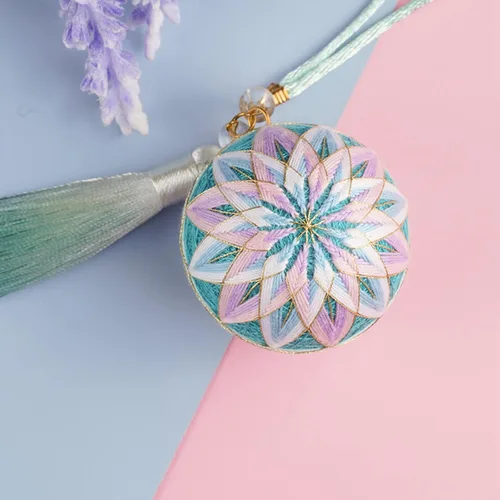 Vista 16 de Elecrelive DIY Bordado Temari Bola Azul Flor Bordado Hilo Bolas Estilo A01