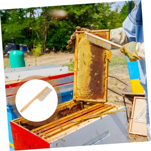Vista 6 de SUPVOX Cepillo de abeja resistente con mango de madera para apicultores para mantenimiento de colmenas