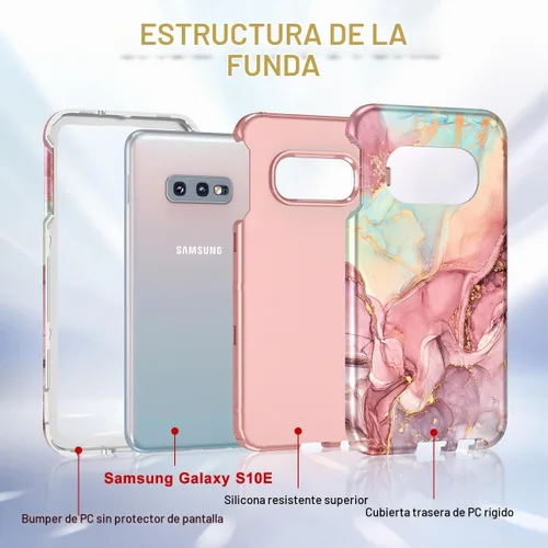 Vista 2 de Btscase Funda para Samsung Galaxy S10e, resistente de tres capas de mármol, a prueba de golpes, cuerpo completo, policarbonato duro y TPU suave