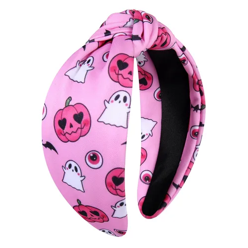 Vista 6 de Diadema de Halloween para mujer, diseño de calabaza, fantasma, calavera, anudada, accesorios para el cabello (Hocus Pocus)