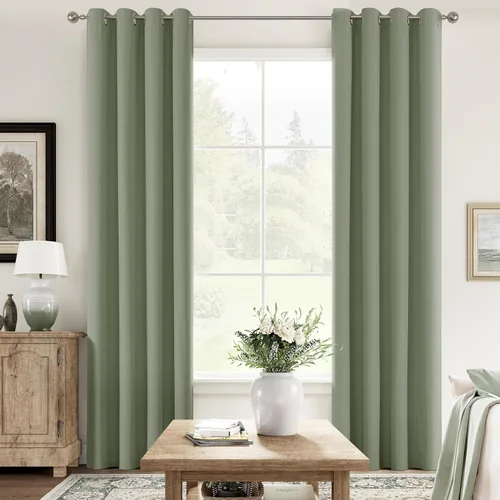 Vista 55 de ChrisDowa Cortinas 100% Opacas de Abedul Sólido de 45 Pulgadas de Largo, 2 Paneles para Dormitorio y Sala de Estar, Estilo Granja Oscurecedoras