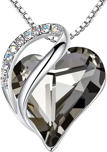 Vista 22 de Leafael - Collares para mujer, dije de corazón de amor infinito con cristales de piedra natal, cadena chapada en plata de 18 + 2 pulgadas, regalo