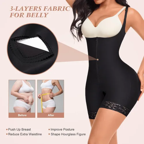 Vista 3 de FeelinGirl Faja moldeadora para mujer, control de abdomen, talla grande, para levantamiento de glúteos y faja adelgazante de muslos
