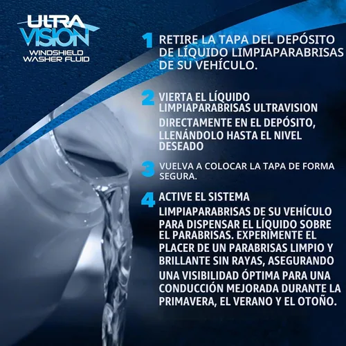 Vista 5 de UltraVision Líquido Limpiaparabrisas - Fórmula avanzada para líquido limpiaparabrisas de automóvil, visión cristalina en condiciones meteorológicas