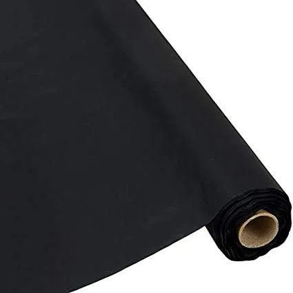 Vista 2 de Rollo de plástico para mesa de fiesta, 300 x 40 pulgadas, mantel desechable para banquetes (negro)