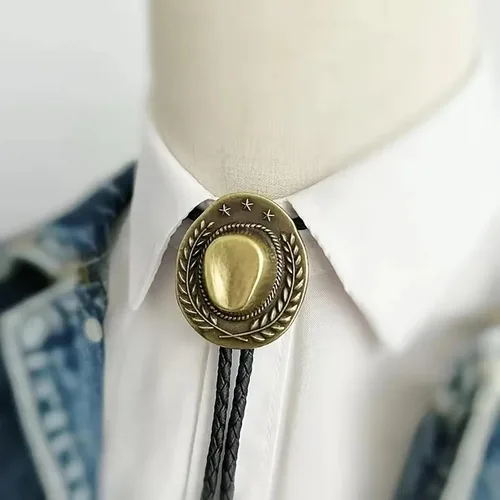 Vista 168 de Jeilwiy Corbata de bolo para hombre, corbata de vaquero occidental, collar de corbata de bolo dorado, corbata de cuero, corbata de Halloween