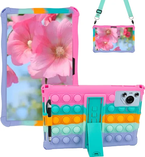 Vista 12 de Funda de silicona para tablet con soporte, correa para el hombro, lápiz capacitivo, funda suave compatible con Lenovo Tab One/K9 de 8.7 pulgadas